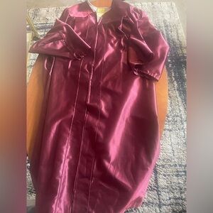 Elegant Burgundy Satin graduation gown
